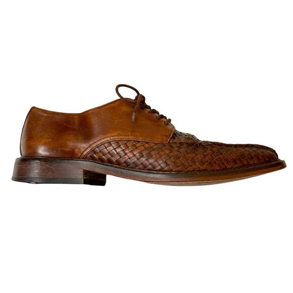 PALTOS by LLOYD Brown Leather Woven Lace Up Oxford Size 7.5 - Picture 1 of 17